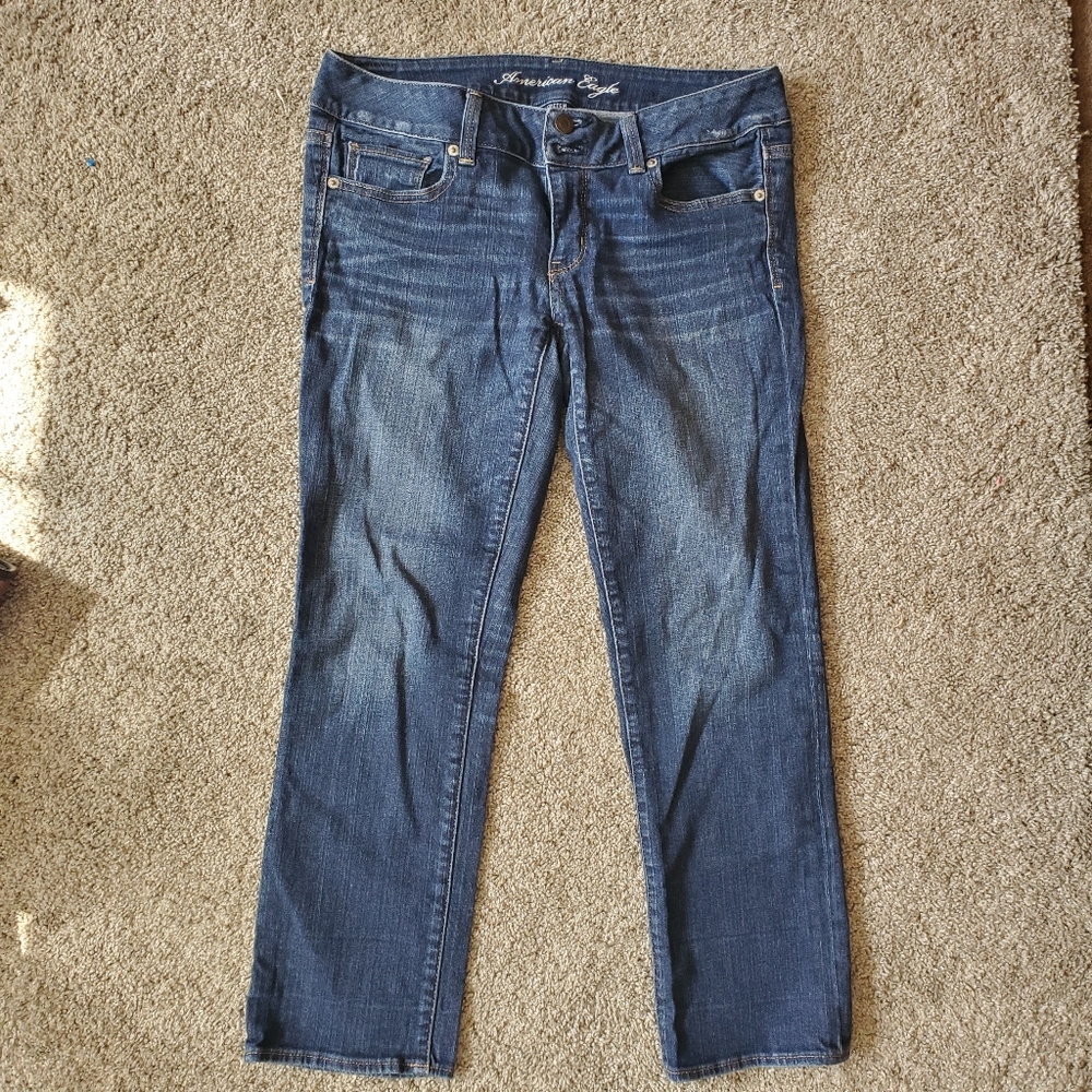American Eagle Outfitters Artist Stretch Blue Jeans Straight Womens 8